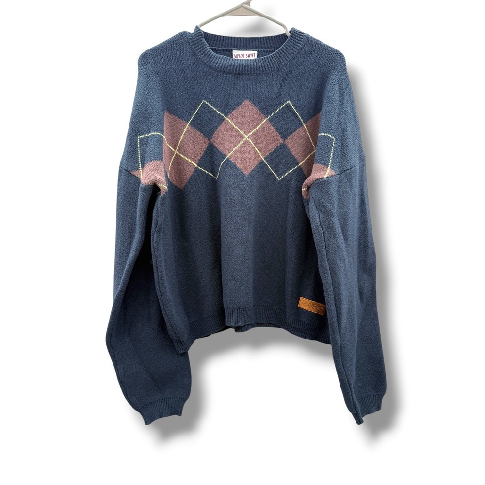 Taylor Swift Argyle Sweater 2X Navy Red Taylor's Version All Too Well Official
